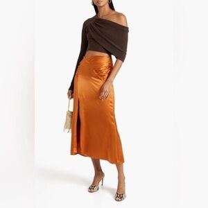 NICHOLAS SILK SATIN MIDI SKIRT